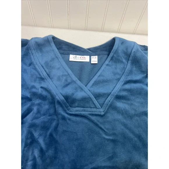 Denim & Co.‎ Shirt 3X Blue Velvet Long Sleeve Shirt - Picture 3 of 8